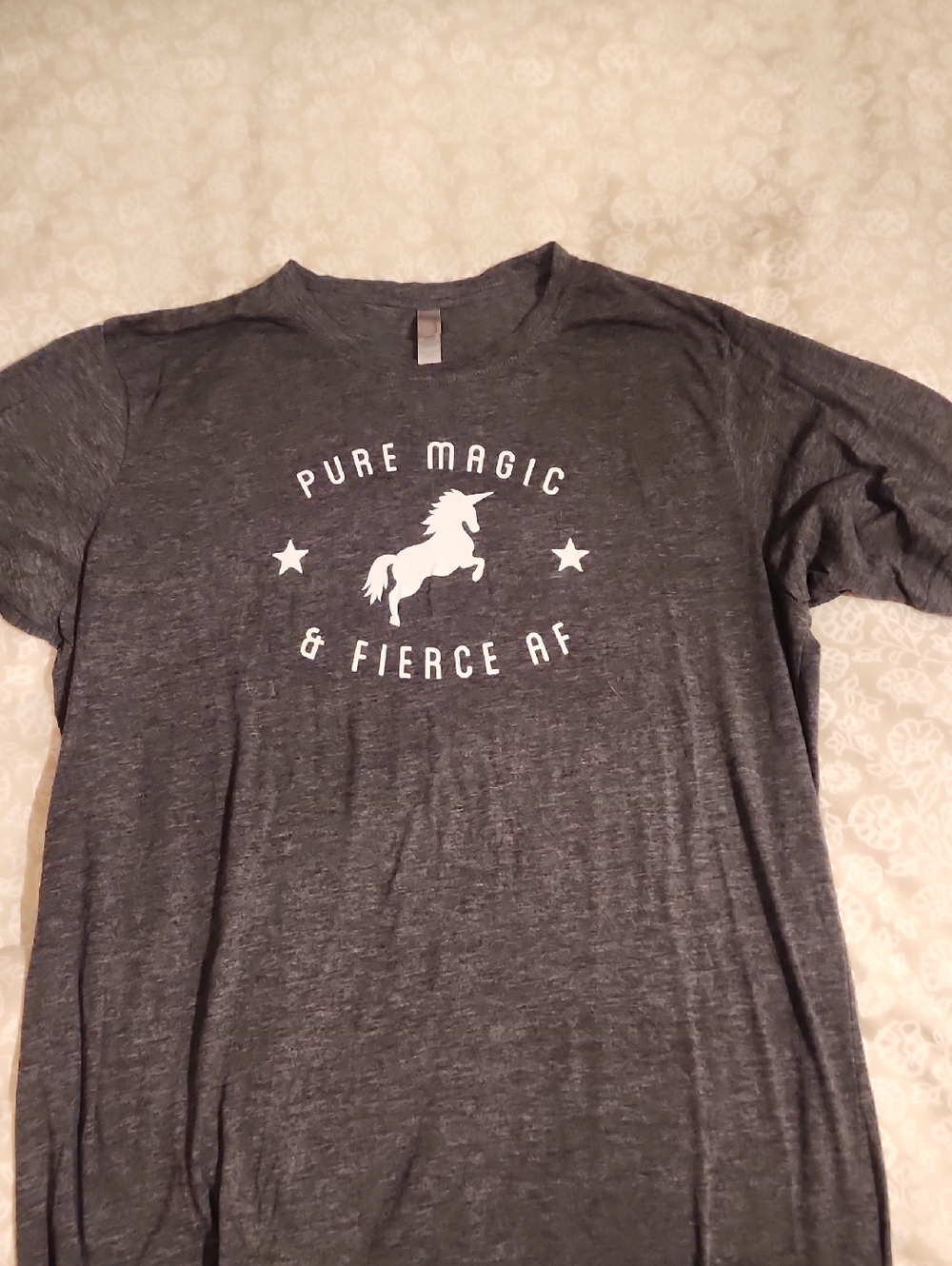 Next Level Apparel Dark Heather Gray Tee with Label Detail